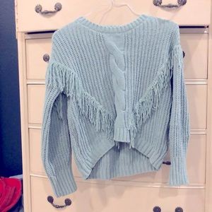 Crop fringe sweater
